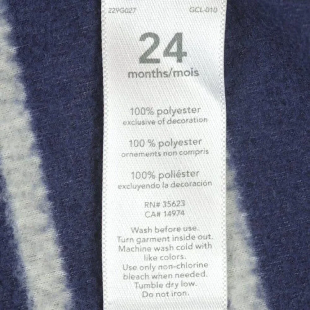 Carter's Infant 24 Months Blue & Gray Striped Fleece 1/4 Zip Pullover Jacket - Picture 6 of 7